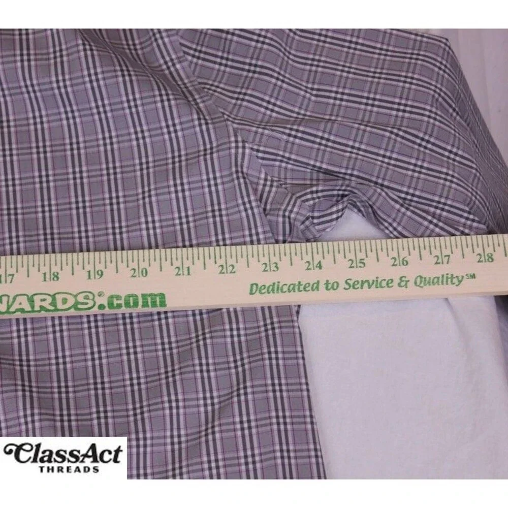 Lauren Ralph Lauren Gray Plaid Slim Fit Performance Stretch 17.5 XL Black Label - Picture 4 of 10